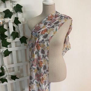 Vintage Butterfly and Flower Sheer Scarf Cottagecore Style One Size